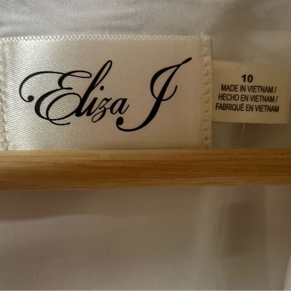 Eliza J Dress Womens 10‎ Beige White Linen Cotton Sleeveless Stripe Sundress - Picture 9 of 12